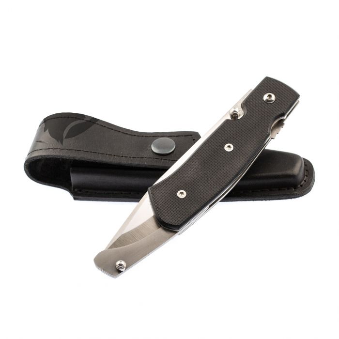 Нож складной полусеррейторный Ontario RAT-1, сталь Aus-8. Клинок - Black, Рукоять - Carbon fiber