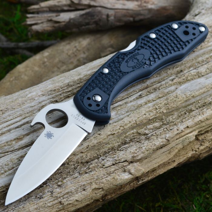 Нож складной Delica 4 Emerson Wave Opener® Spyderco 11PGYW, сталь VG-10 Satin Plain, рукоять FRN, чёрный