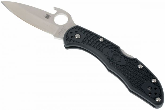 Нож складной Delica 4 Emerson Wave Opener® Spyderco 11PGYW, сталь VG-10 Satin Plain, рукоять FRN, чёрный